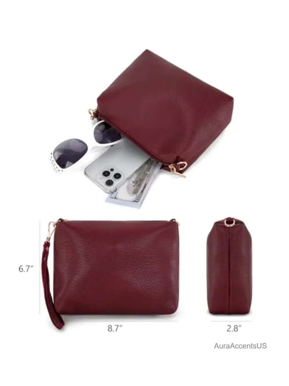Montana West Hobo Purse Women Vegan Leather Shoulder Bag Wristlet Set Soft